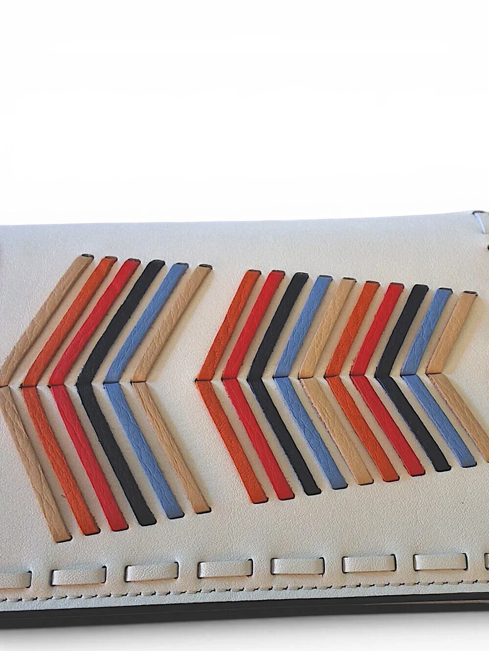 Tory Burch Leather Envelope Clutch NWOT Chevron Inlay Dust Bag Included
